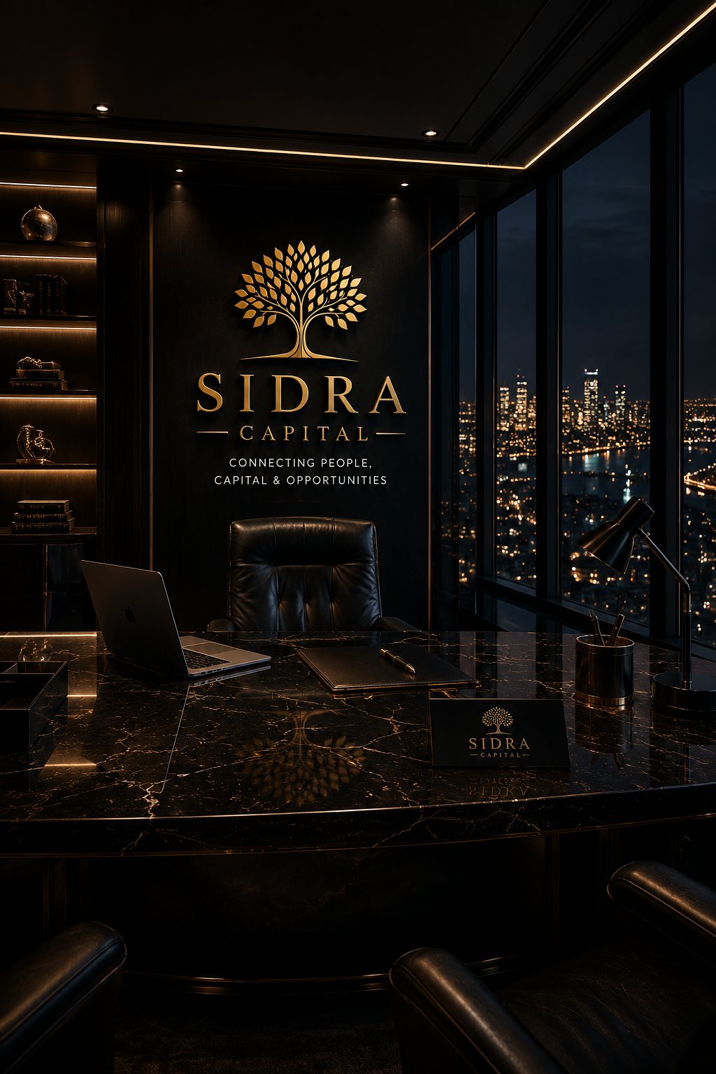Sidra Capital private office at night